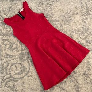 Pink Skater Dress Geometric Texture Side Cutouts